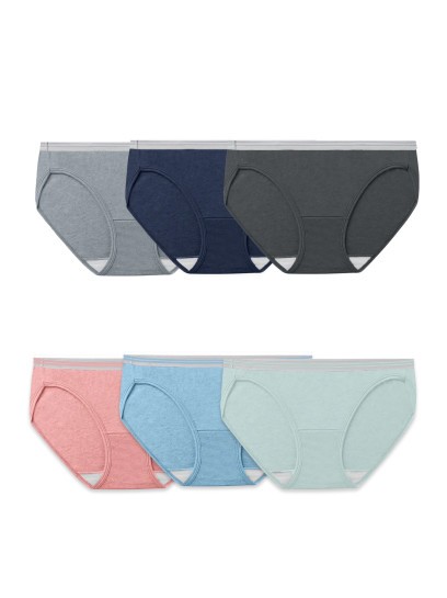 Fruit Of The Loom Women’s Heather Bikini Panty, Assorted 6 Pack 6DBIKH2