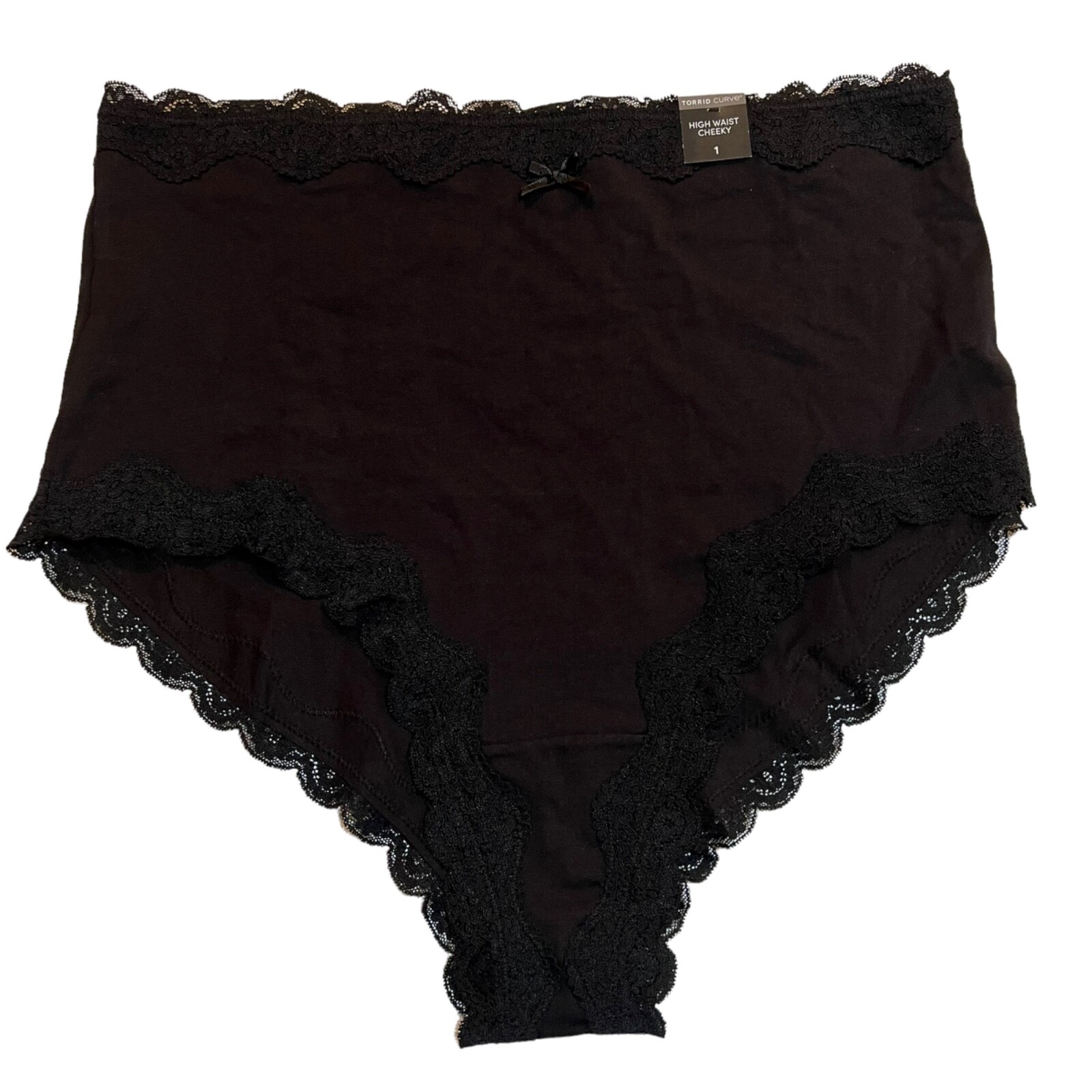 NWT TORRID High Waist Cheeky Pantie Sz 00X-0X-1X-2X-3X Black Lace Jersey