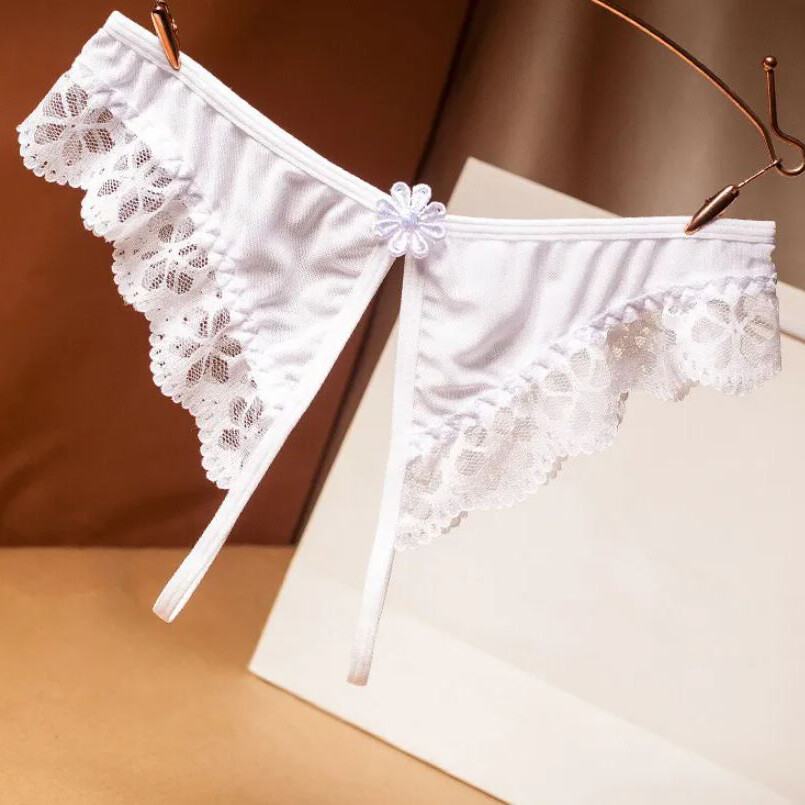 Womens Panties Lace Floral Crotchless Thongs Underwear Lingerie G-String Briefs