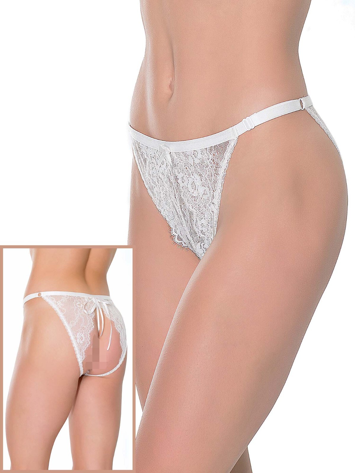 Plus Size Bridal Panty Stretch White Lace Crotchless Underwear Womens OSXL