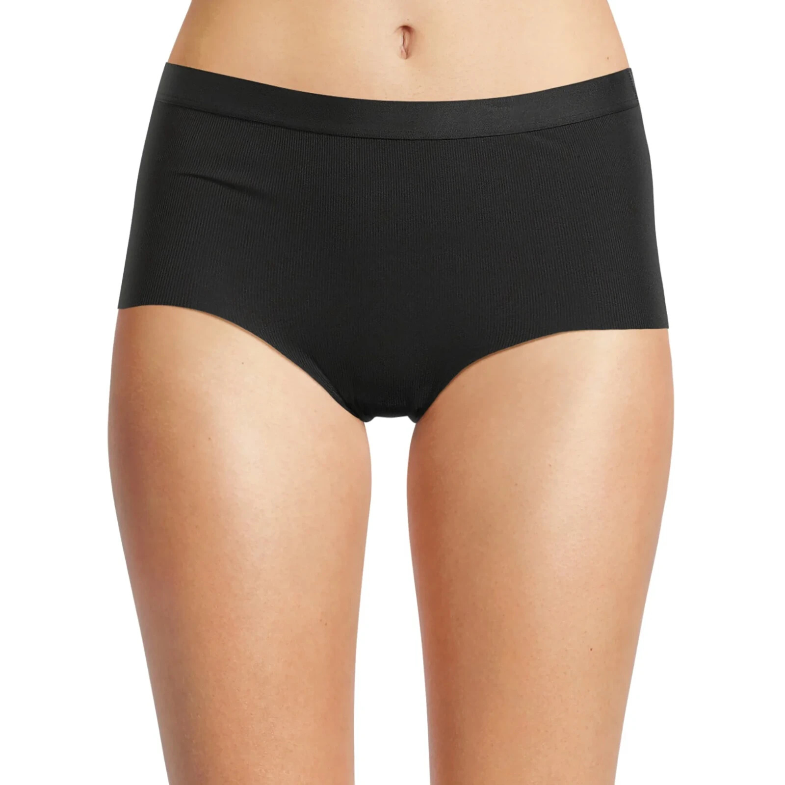 No Boundaries Women’s Micro Rib Cut Brief Panties Size 3XL Solid Black