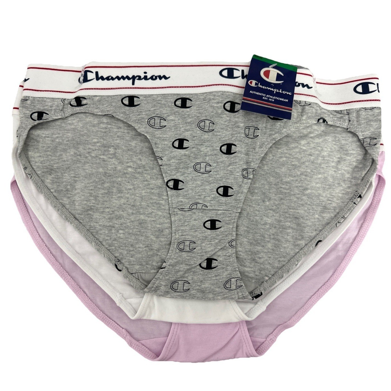 Champion Women’s Authentic Athleticwear Bikini Underwear Gray/white/Pink Size L