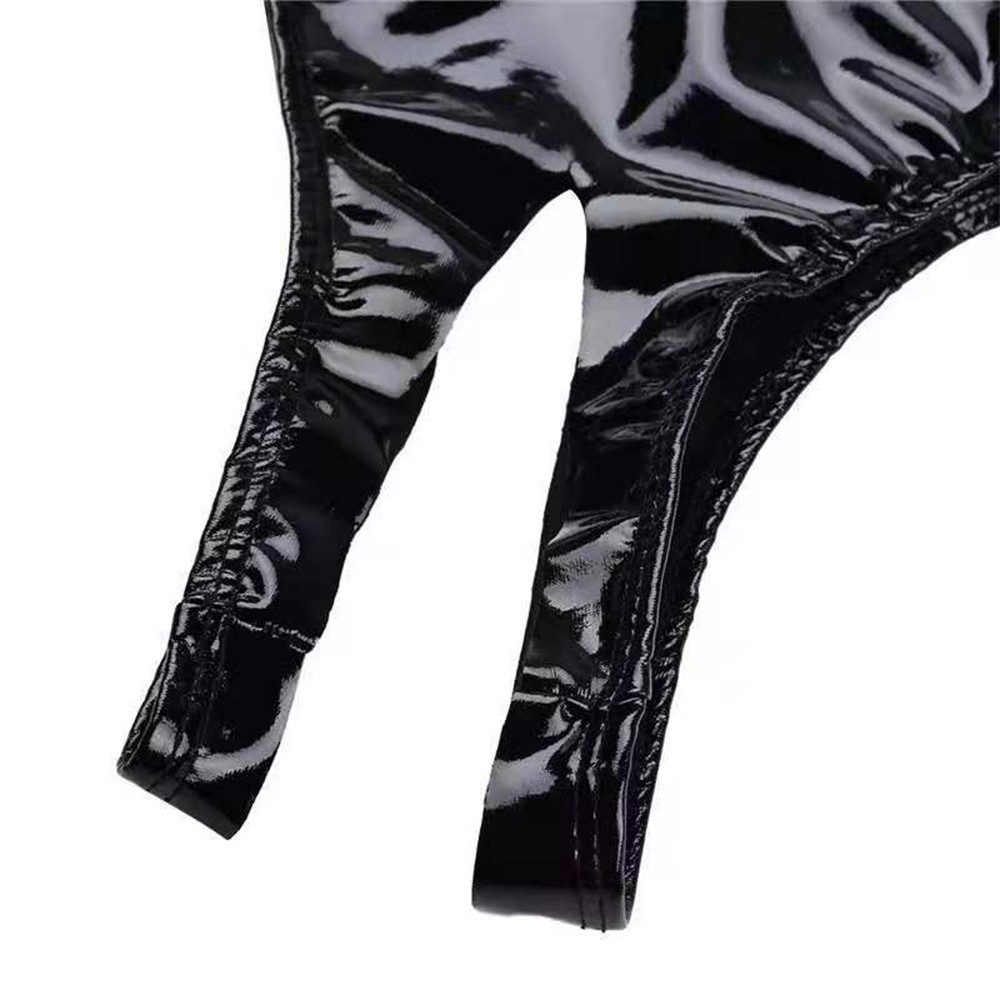 Women Panties Crotchless Briefs Wetlook Leather Thongs Low Rise Bikini Underwear