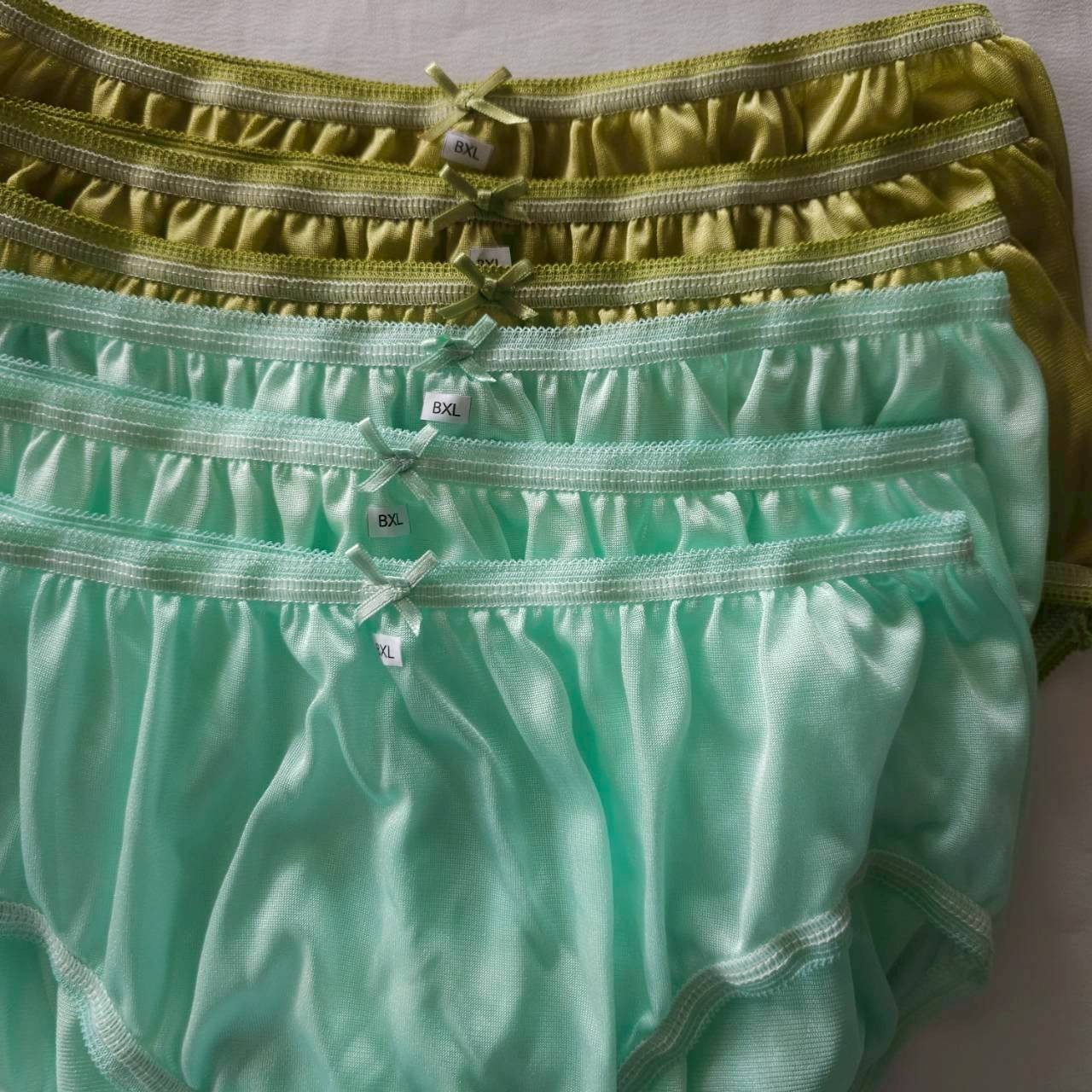 6 Bikini Panties Underwear Woman Men Light Nylon Soft Briefs Hip38″-42″XL/Green