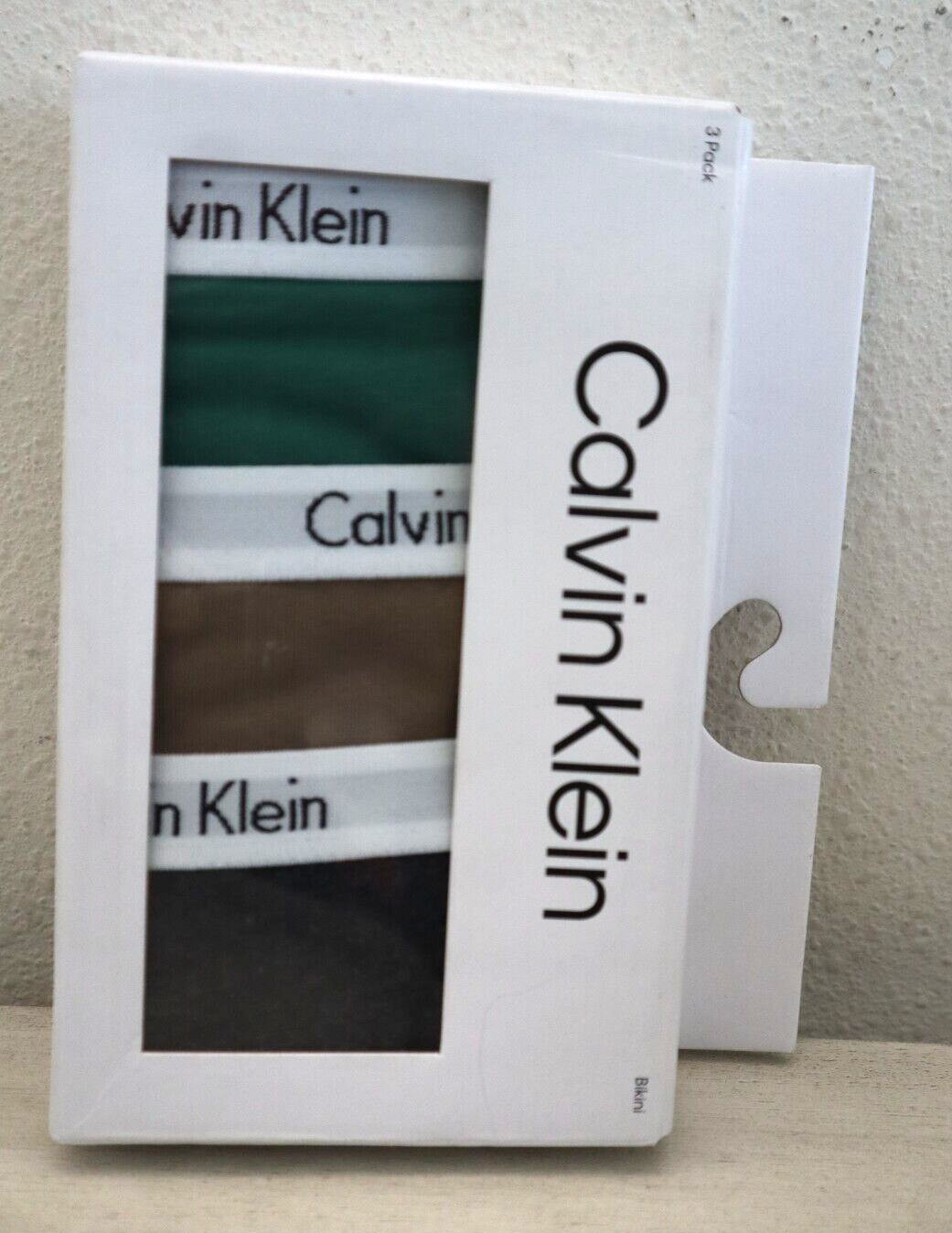 Calvin Klein QD3588-918 Women Sz XS Carousel 3-pk Cotton Stretch Bikini Panties