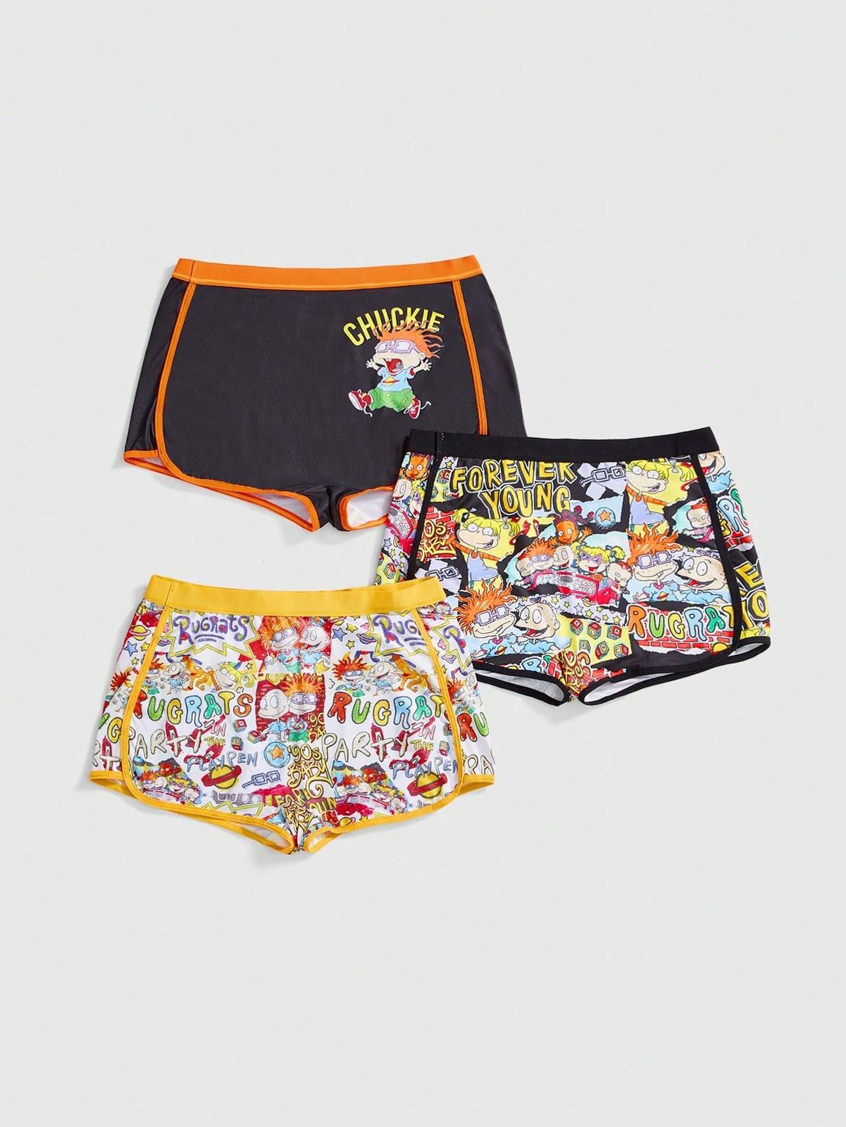ladies retro shorts 90’s style 3 pack/pack with playful cartoon cheap24