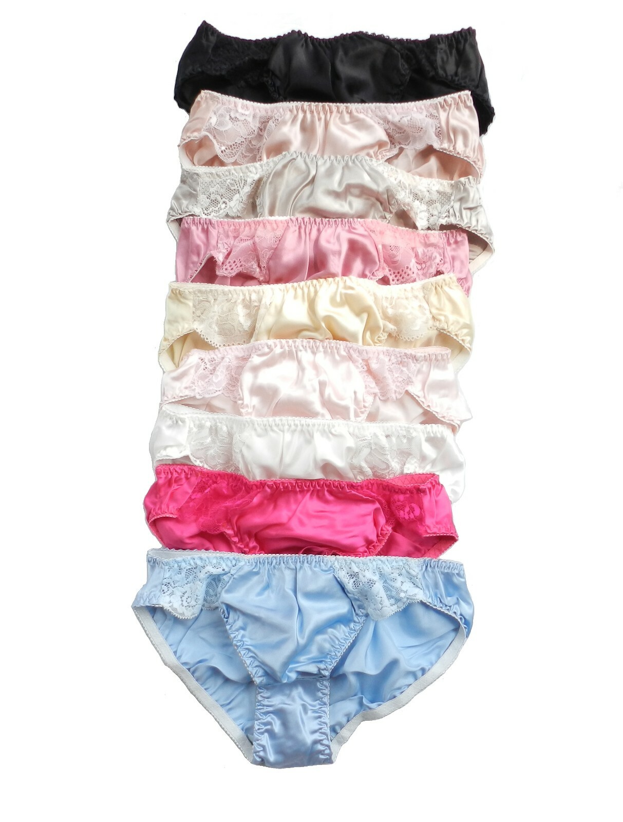6 Pieces 100% Pure Silk With Lacy Women’s Bikini Panties Size S M L XL 2XL
