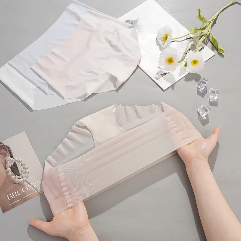 1pc Ice Silk Seamless Underwear Ultra Thin Quick Dry Breathable Summer Panties