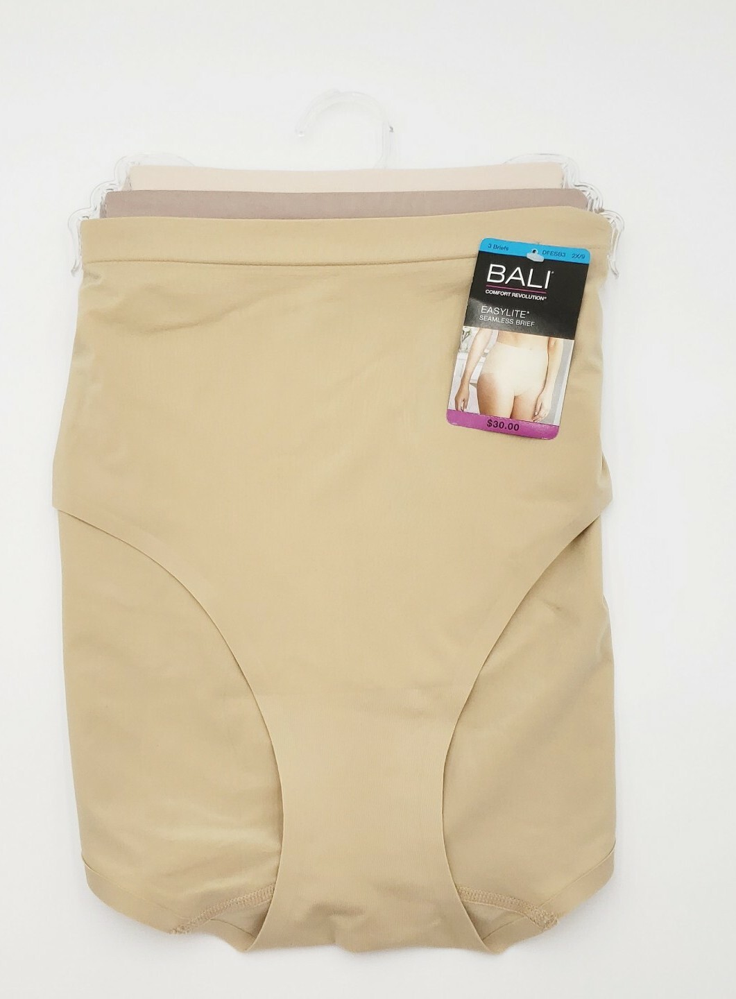 Bali Women’s Easylite Seamless Brief Panty DFESB3 2X/9 3-Pair New