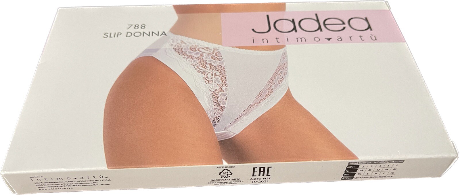 Jadea 788 Donna Women’s 2 White Panties High Waisted with Lace Trim Size 6