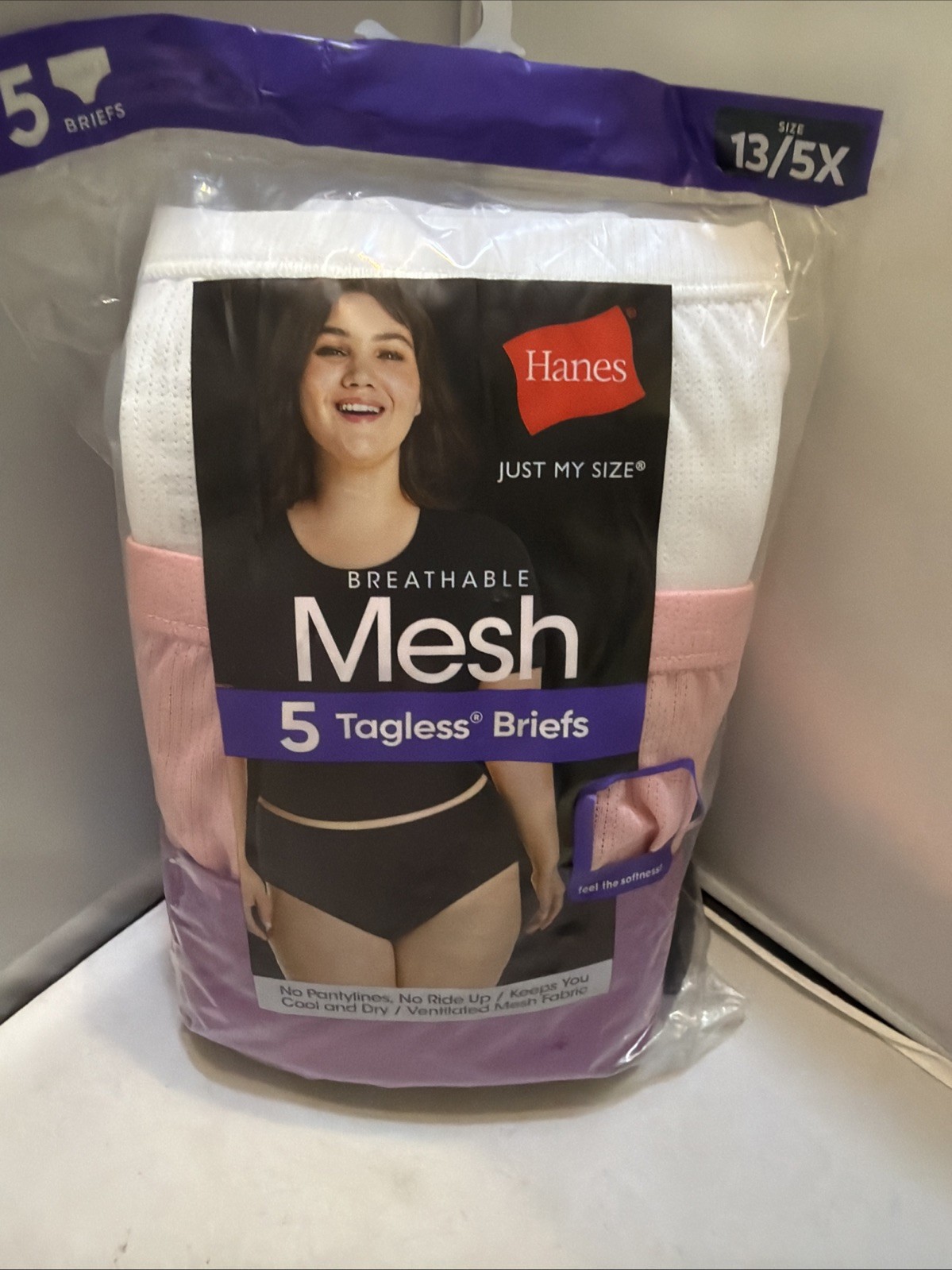 Just My Size Women Briefs Underwear Plus Size 13/5X Breathable Mesh