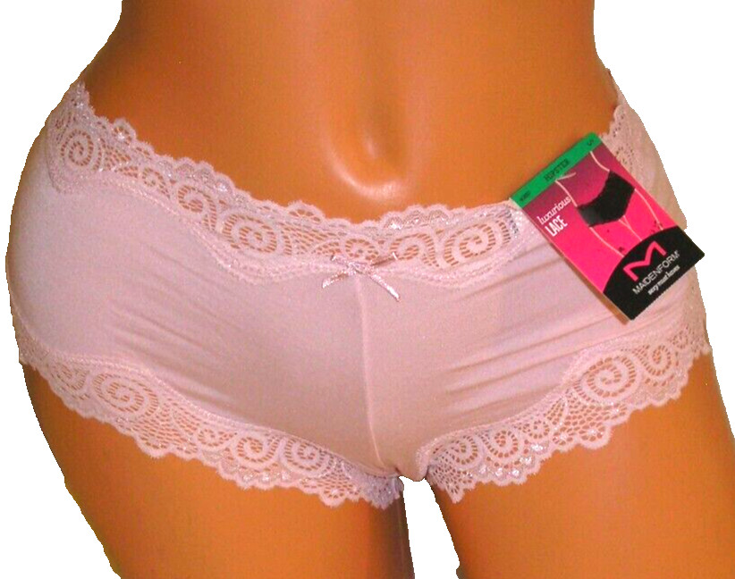 Panties Lingerie Maidenform Luxurious Lace Pink Boyshorts Sz 7 Large Adult Gift