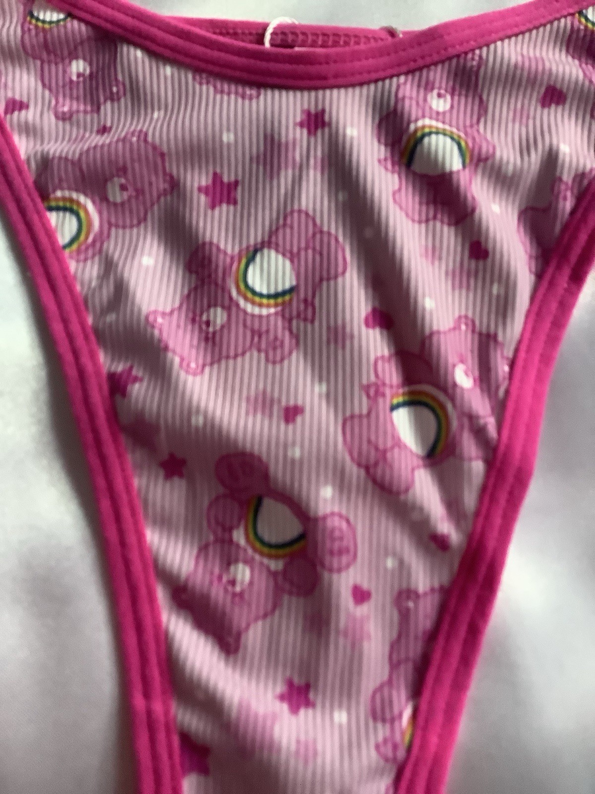 Women’s Teens Care Bears Thong Panties Kawaii Cartoon Pink Blue Green 3pk. Large