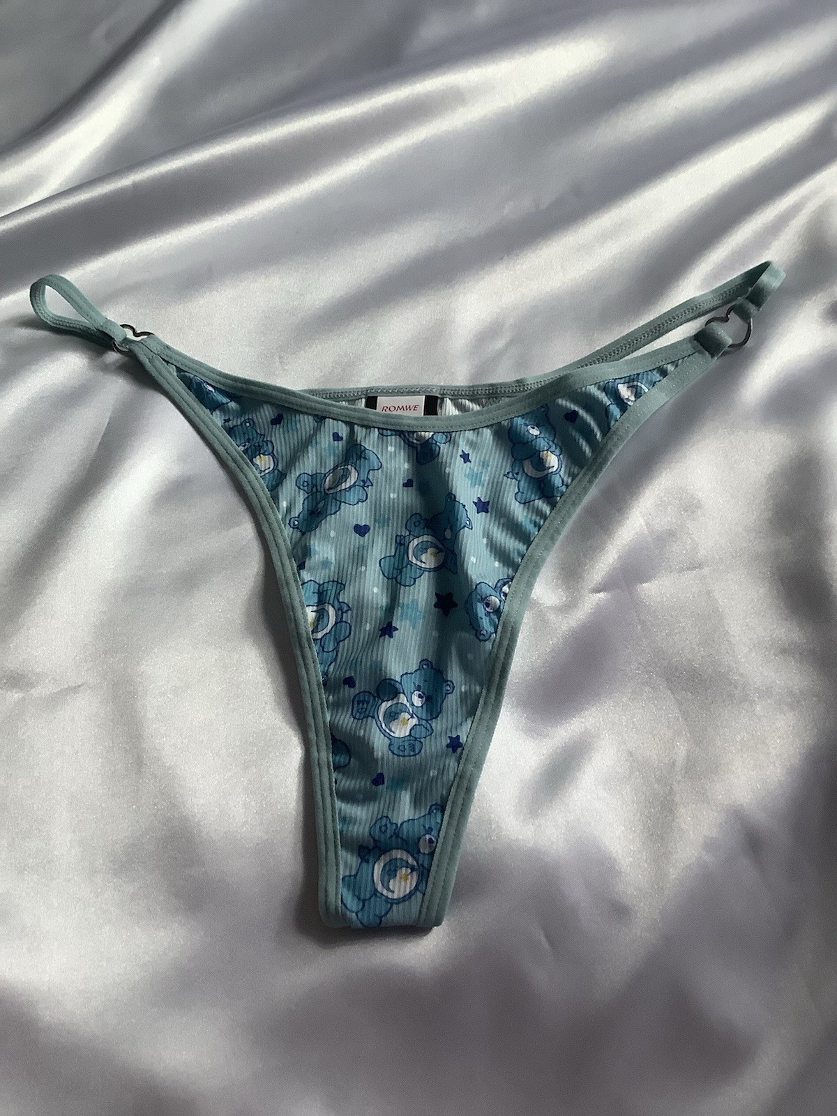 Women’s Teens Care Bears Thong Panties Kawaii Cartoon Pink Blue Green 3pk. Large