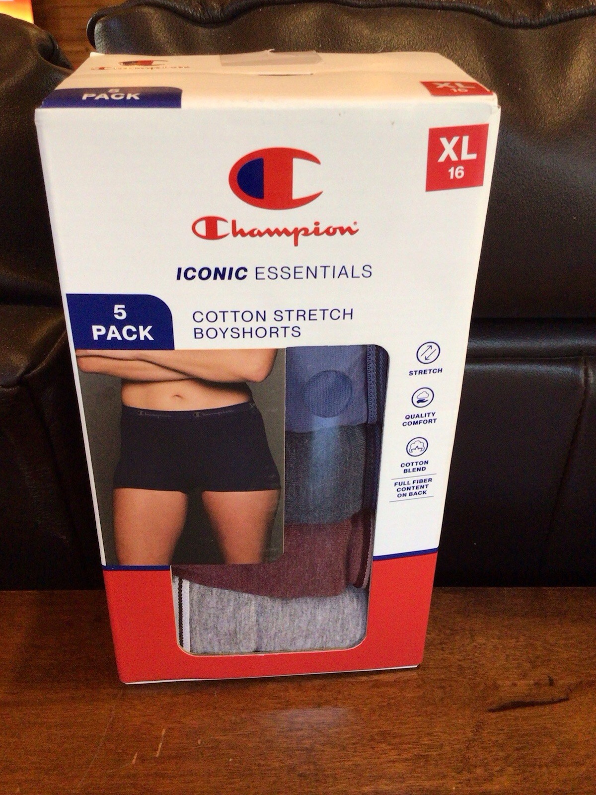Champion Iconic Essentials Cotton Stretch Boyshorts, Women’s Size XL 16 NIB