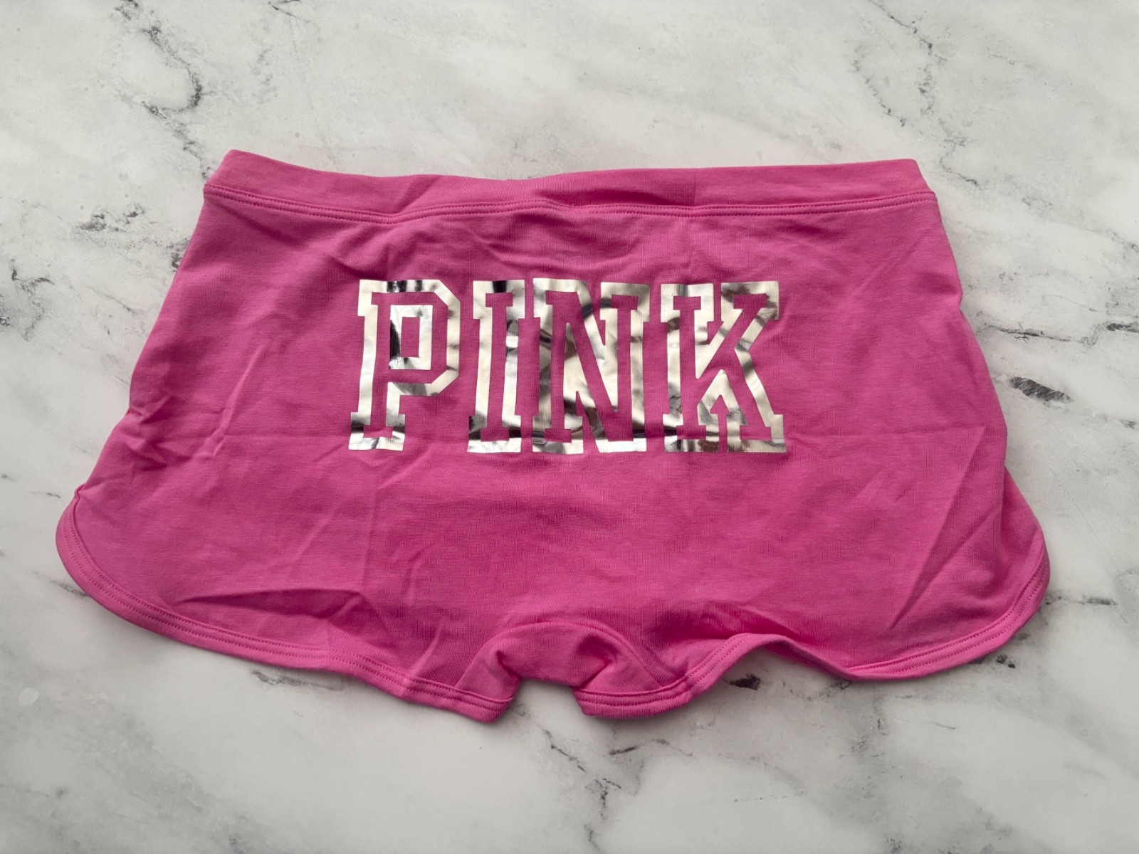 PINK Victoria’s Secret Dorm Boyshort Boy Short Panty Pink Foil Logo L 2XL