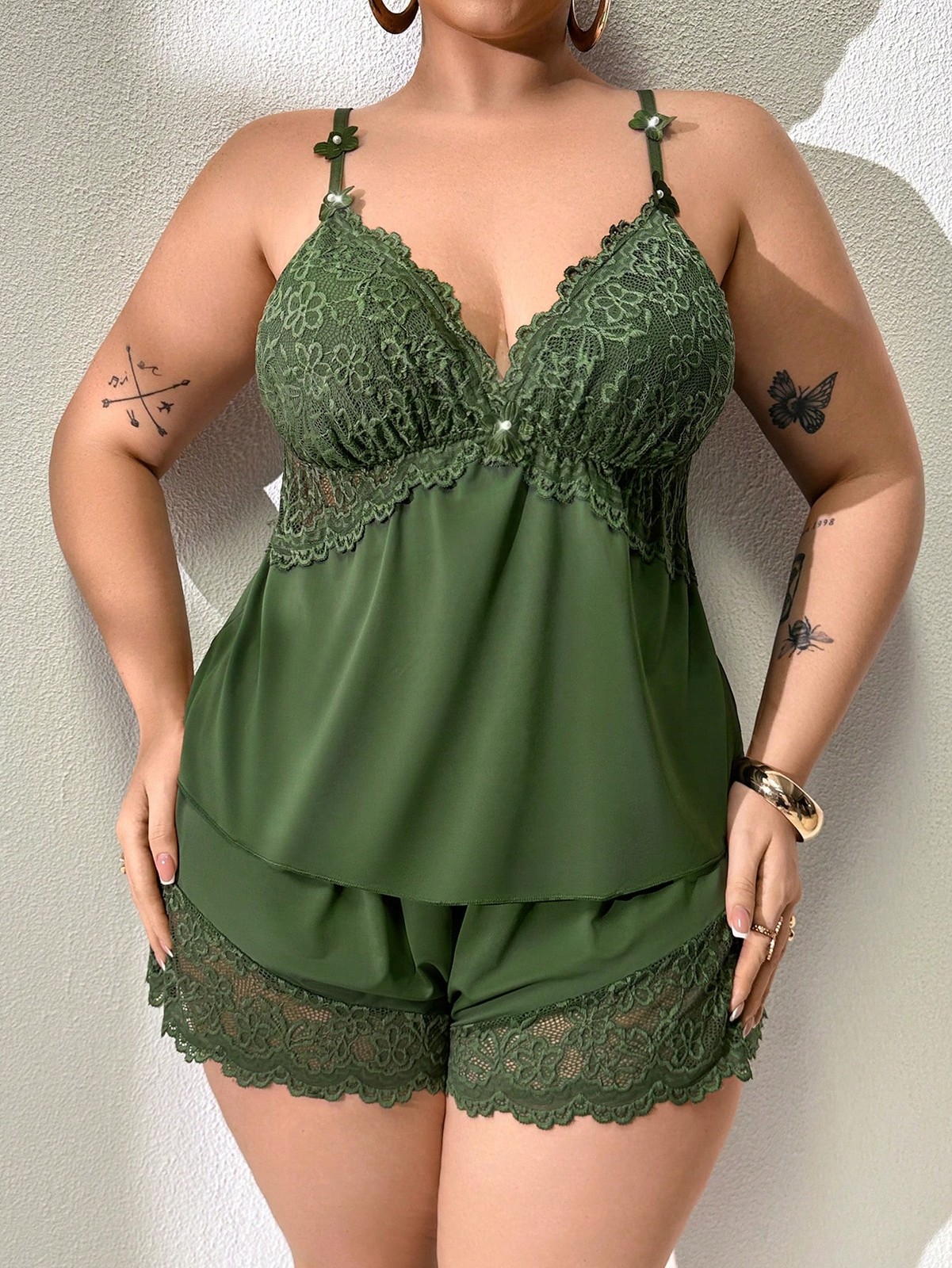 Plus Size Lace Patchwork Elastic Knit Sexy Backless Cheap24