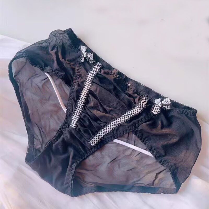 Japanese Oversize Womens Mesh Sheer Panties Brief Princess Transparent Underwear