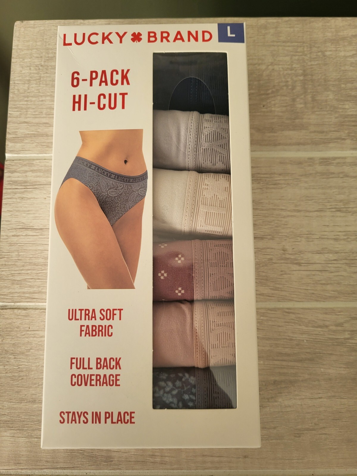 Lucky Brand Women 6 Pack Hi Cut Panties Multi Colored Ultra Soft Full Back Large