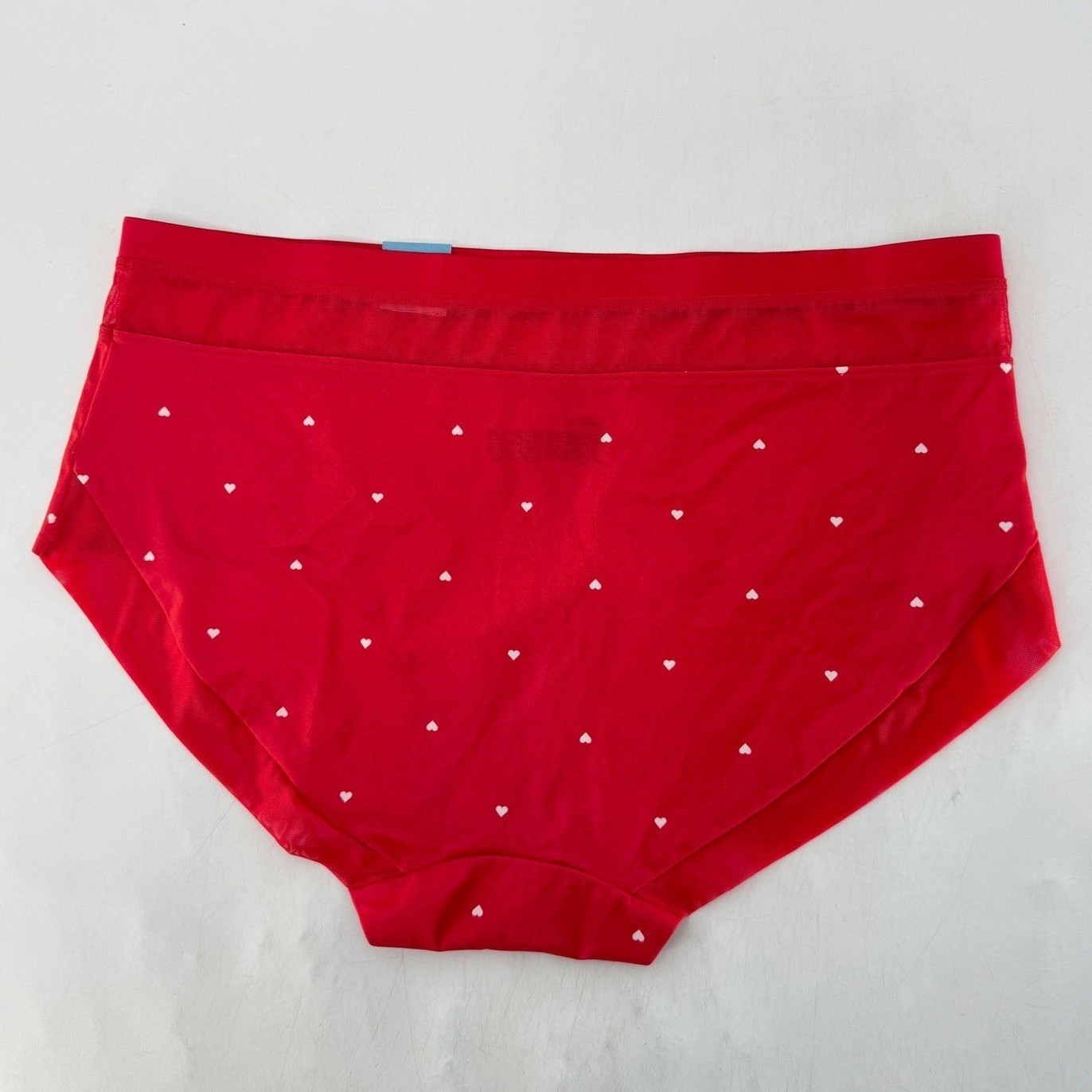 NWT Auden Red Heart Print Laser Cut Bikini Panties Mesh Waistband XXL 17