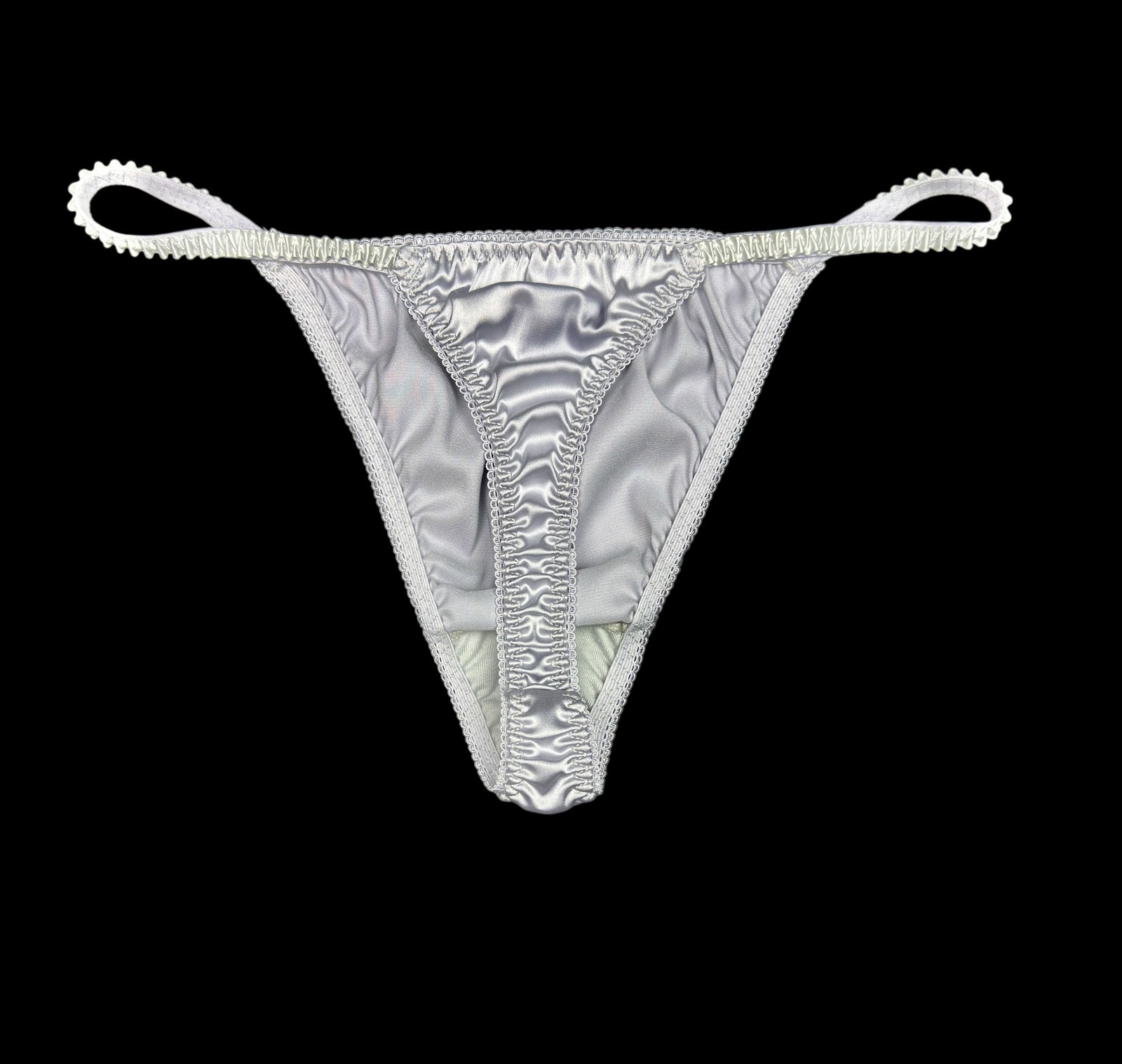 Classic Satin String Thong Silver S