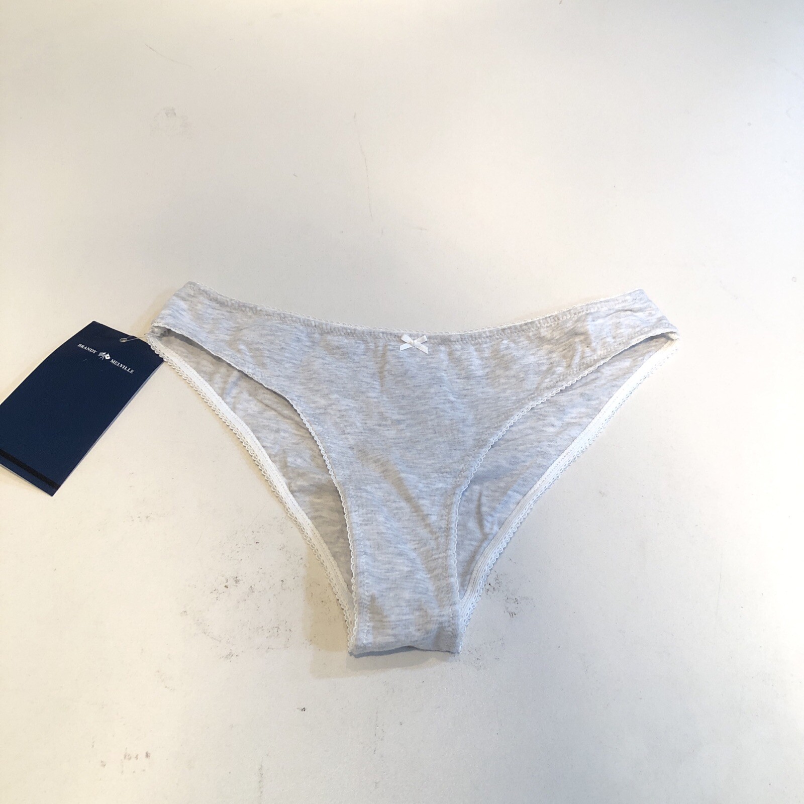 Brandy Melville Women’s Lace Bow Undies Grey Size One Size
