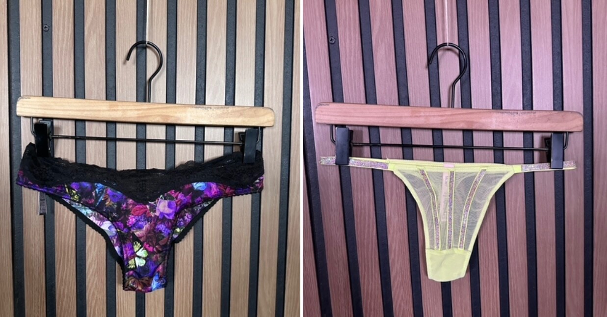 New Victoria Secret Panties XS Yellow & Purple Lace Rhinestone Very Sexy Thong 2