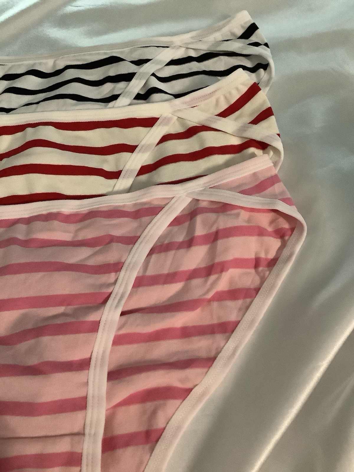 Women’s Teens Striped Bikini Panties Blue Red Pink Beach/Summer 3pk X-LARGE XL