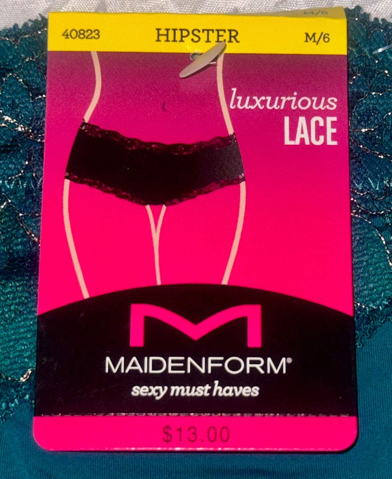 MAIDENFORM Sexy Must Haves Luxurious Lace Teal Cheeky Hipster Panty Womens XL 8