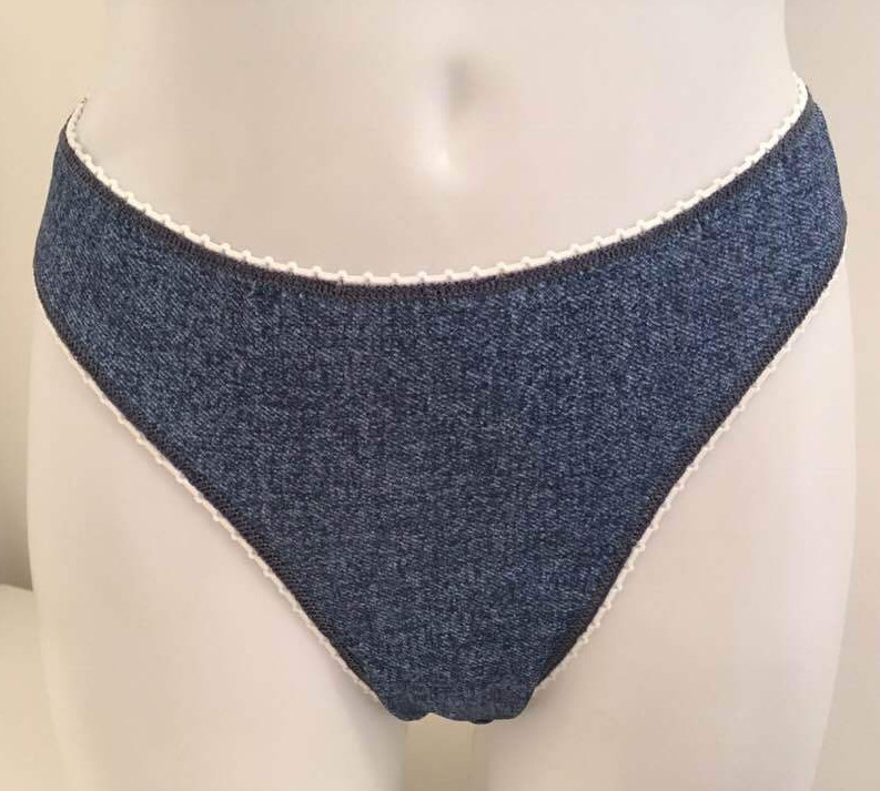 Denim Blue Colour Thong 8 Stretch Ladies Pants Knickers Underwear panties
