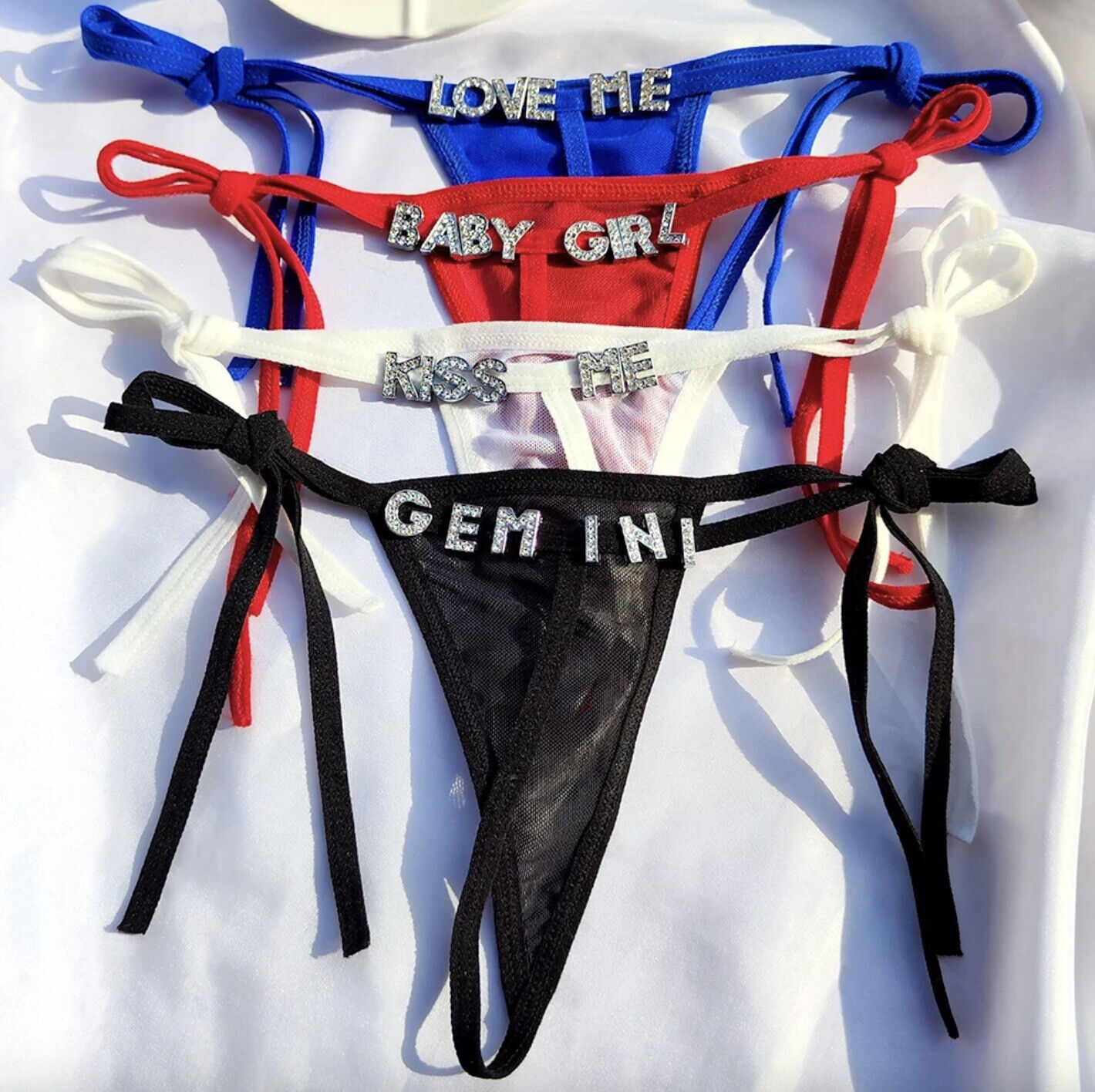 Sexy Women G-string Custom Name Thong Crystal Waist Chain Personalized Panties