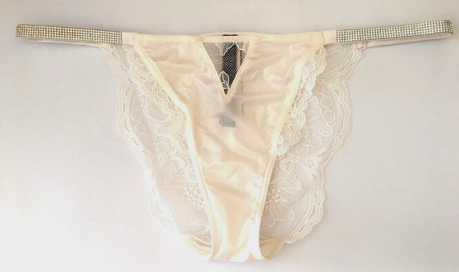 Victorias Secret Coconut White Shine Strap Lace Cheeky Panty XS-M-L-XL Silky NWT