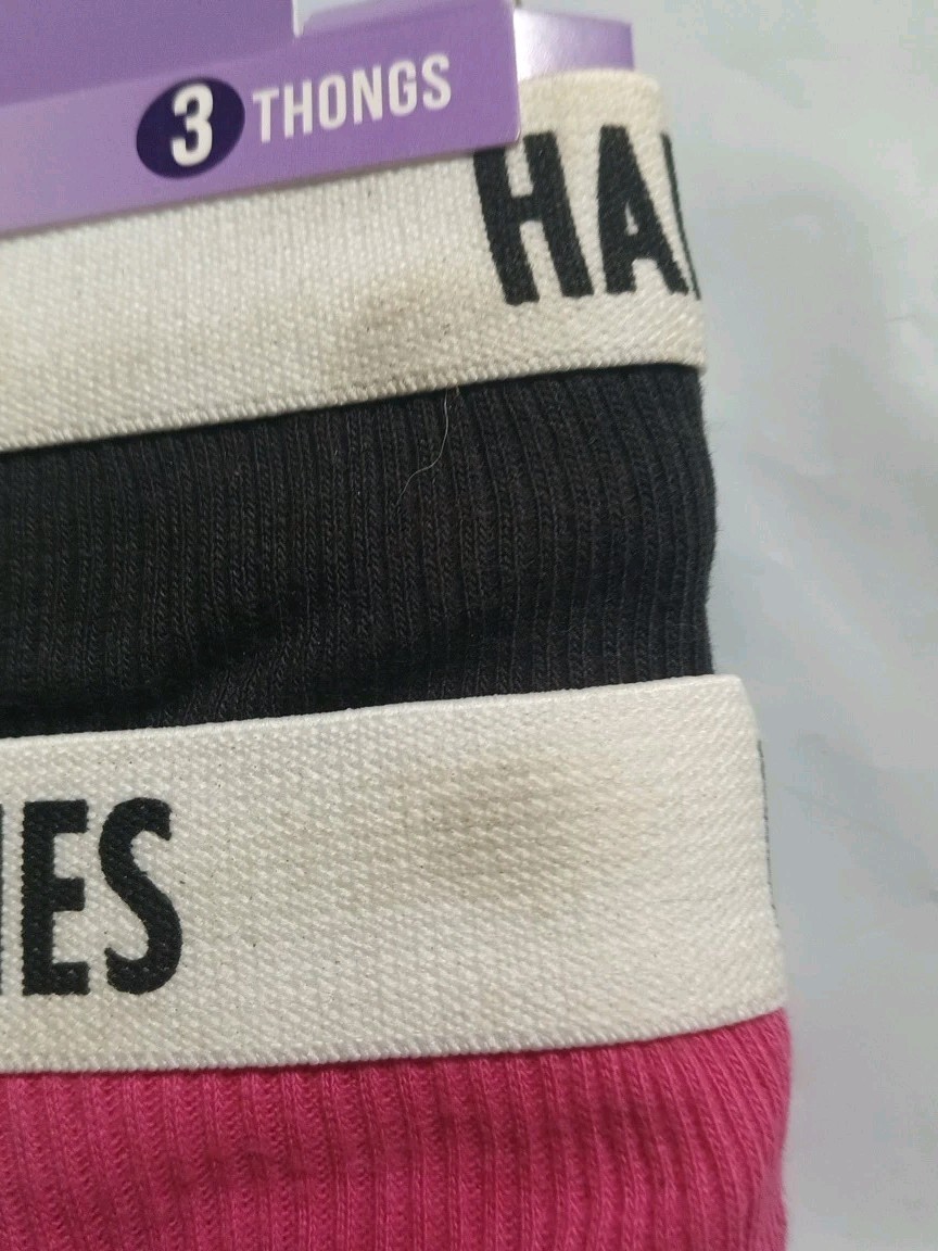 Hanes Women’s Ribbed Thongs S/5 36″-37″ 3 Pack Tagless Soft and Breathable New