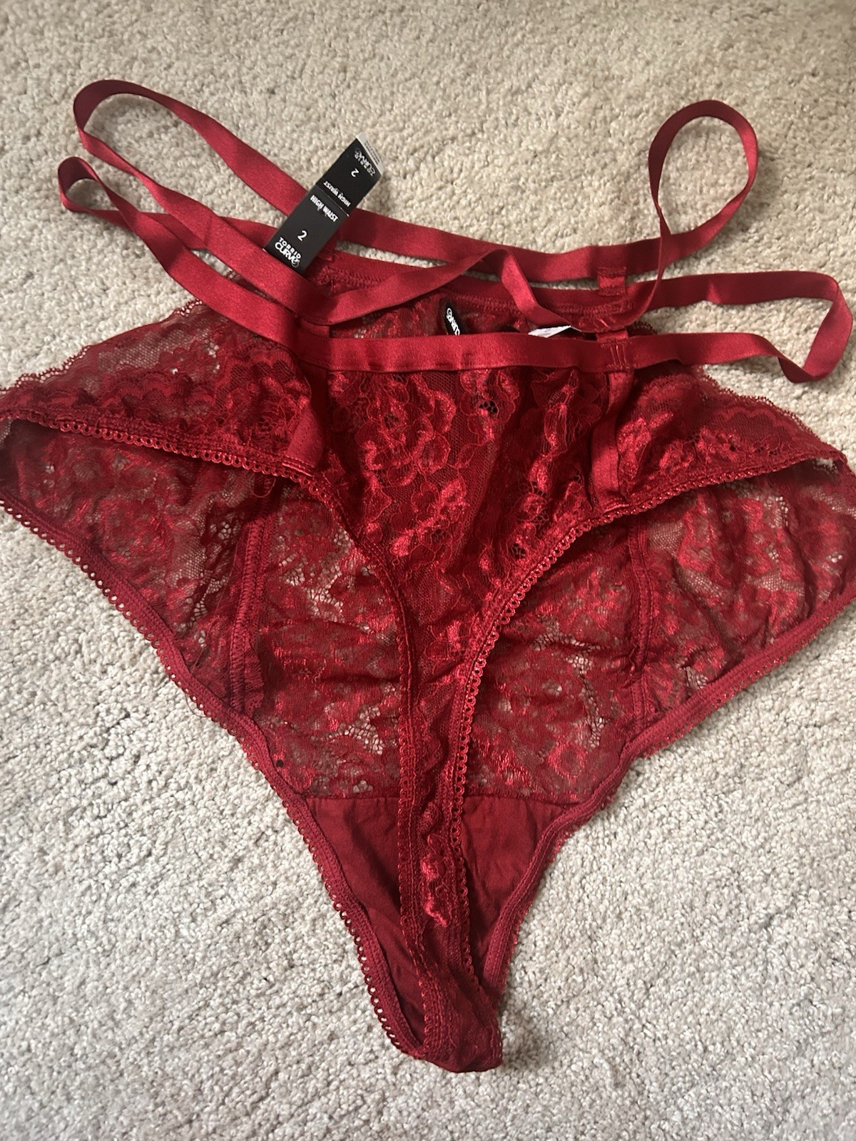 NEW Torrid Overt Strappy Mesh High Waist Panty Red Sz 2 Thong Back