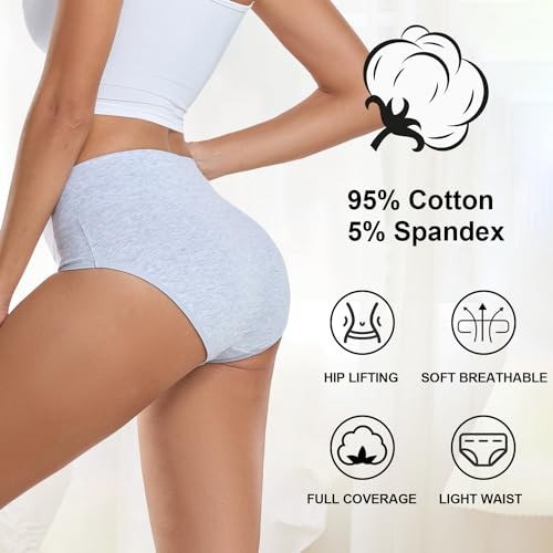 Women’s High Waisted Cotton Underwear Soft Breathable X-Large Multicolor-02