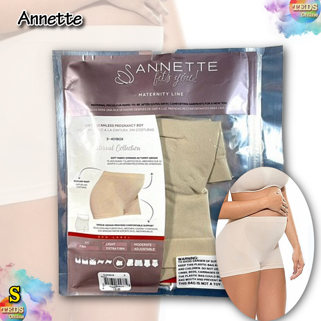 NWT Annette Women’s S Soft & Seamless Pregnancy Panty – Boyshort S-401BOX Beige