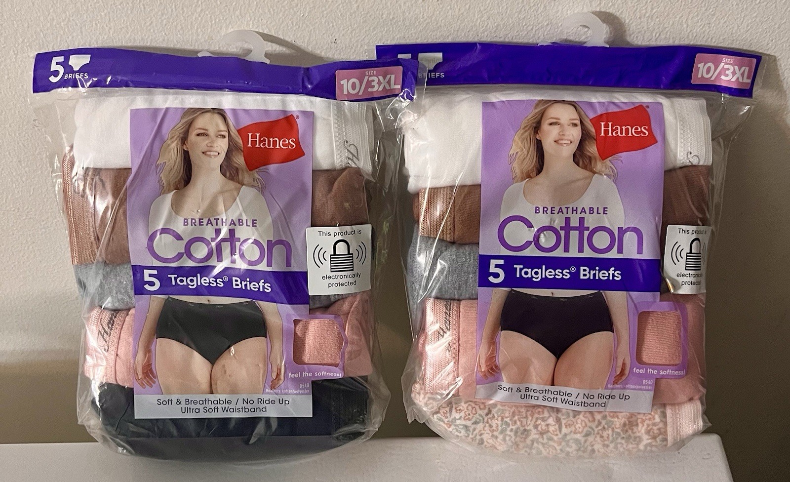 2 Pk / 10 Pair Hanes Womens Breathable Cotton Tagless Briefs Size 10 / 3XL