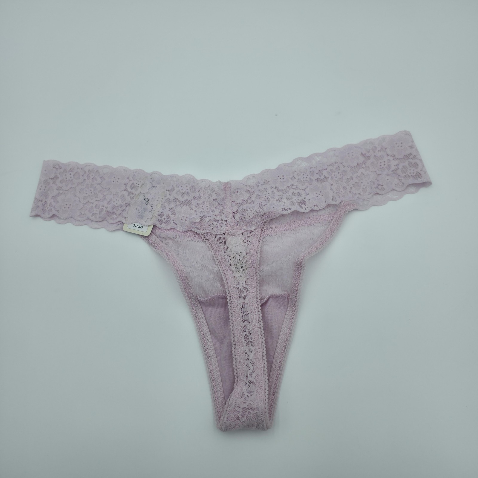 SO Intimates Thong Underwear Womens Medium Aqua Seamless Zebra + Orchid Lace 2pc