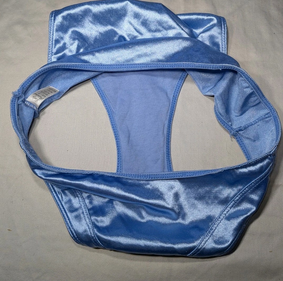 Vintage Lady Princess Second Skin High Cut High Rise Satin Panties Blue Sz 7