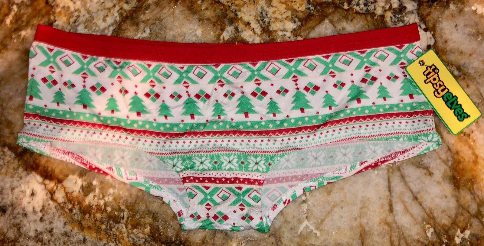 TIPSY ELVES Fair Isle Print Hipster Christmas Panty White Red Green Womens Sz XL