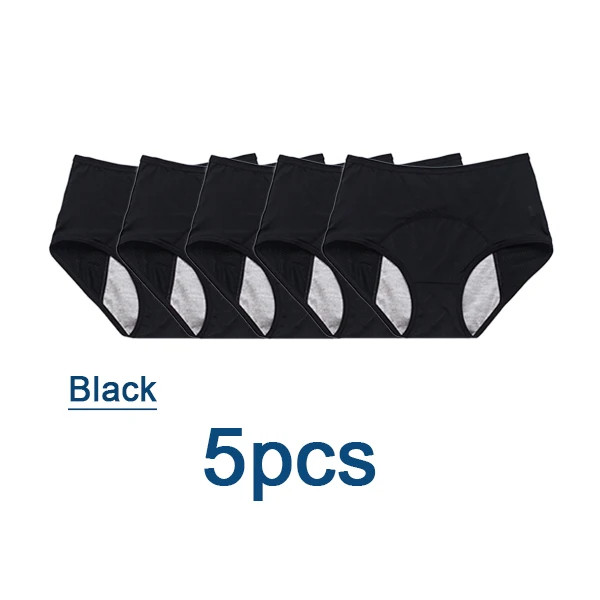 5pc Leak Proof Menstrual Panties Period Underwear Waterproof Briefs Women Set