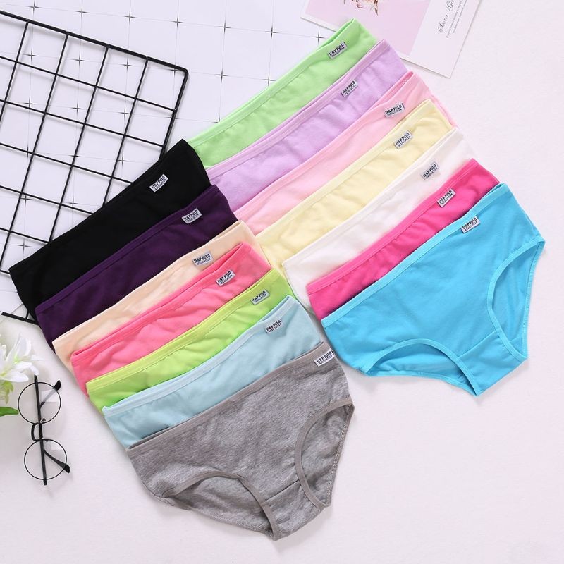 Womens Girls Cotton Underwear Brief Solid Panties Breathable Underpants L Size