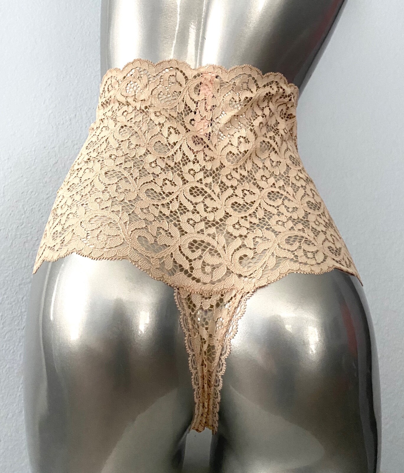 Victoria’s Secret Thong Panty New Champagne Athena Lace High Waist Sexy S M XL