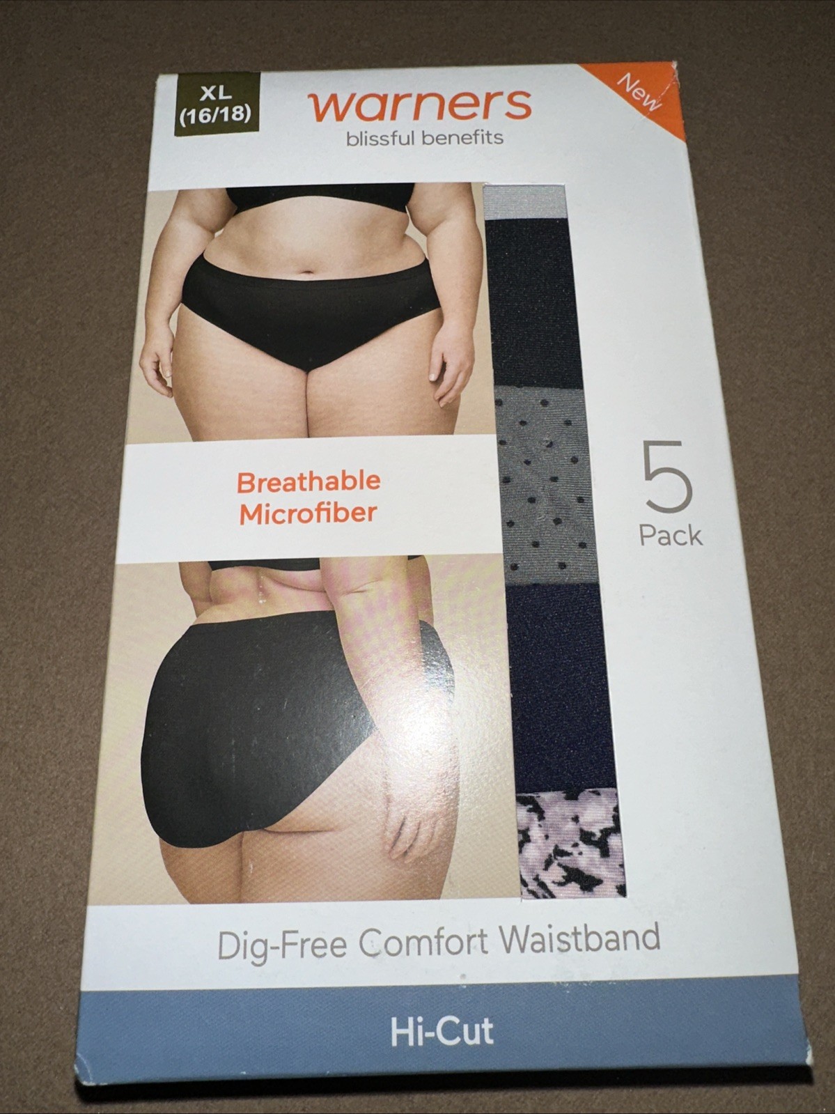 Warner’s Women’s Breathable Microfiber Hi-Cut Panties 5 Pack xL