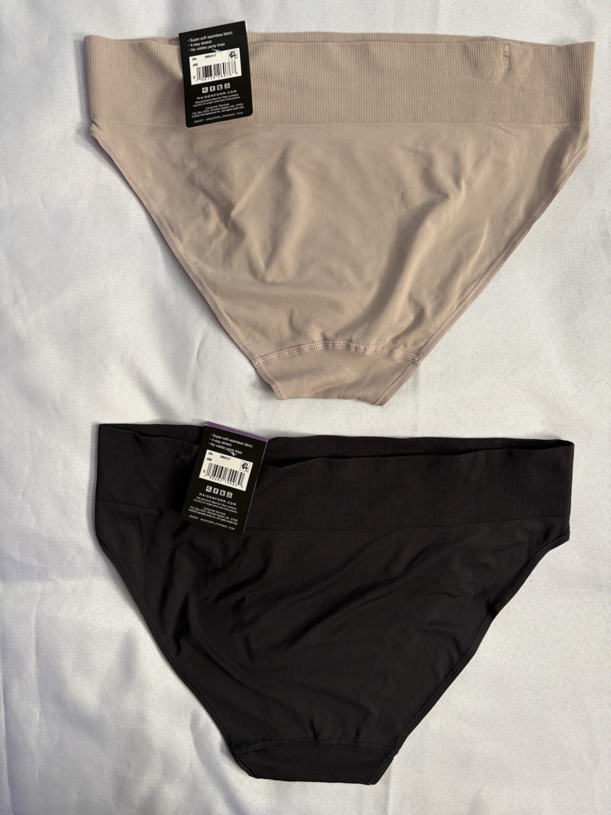 NEW Maidenform Seamless High Leg Bikini Black Women’s DM2317 Size 2Xlarge 2 Pair