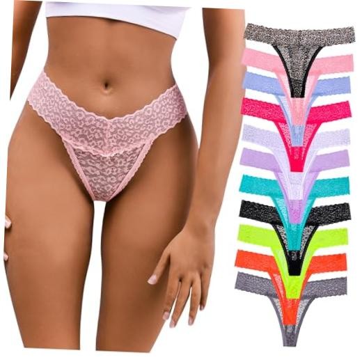 Women’s Lace Thong Panties Set, 11 Pack, Multicolor Small Ac70-11se*butongyanse