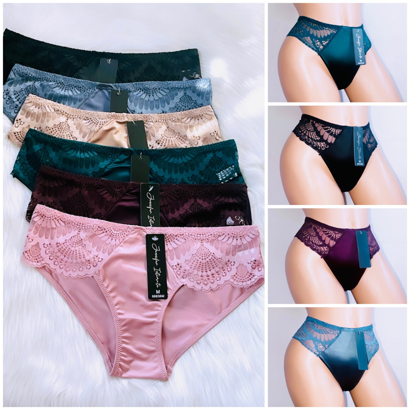 Women’s Briefs Lot 3,6 or 12 Bikini Side Lace Panties Undies Satin Silky Cool 36