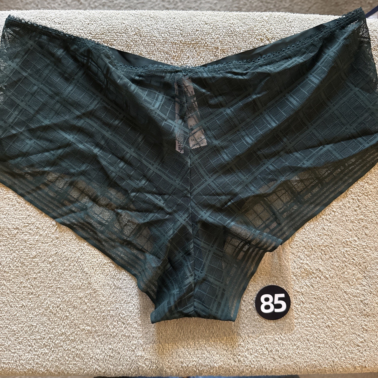 Victoria’s Secret Xl Green Plaid Mesh Back No-Show Cheeky Panties