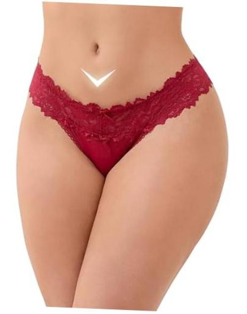Sexy Lace G-String Thongs Panties Low Rise Underwear X-Large-XX-Large 1 – Red