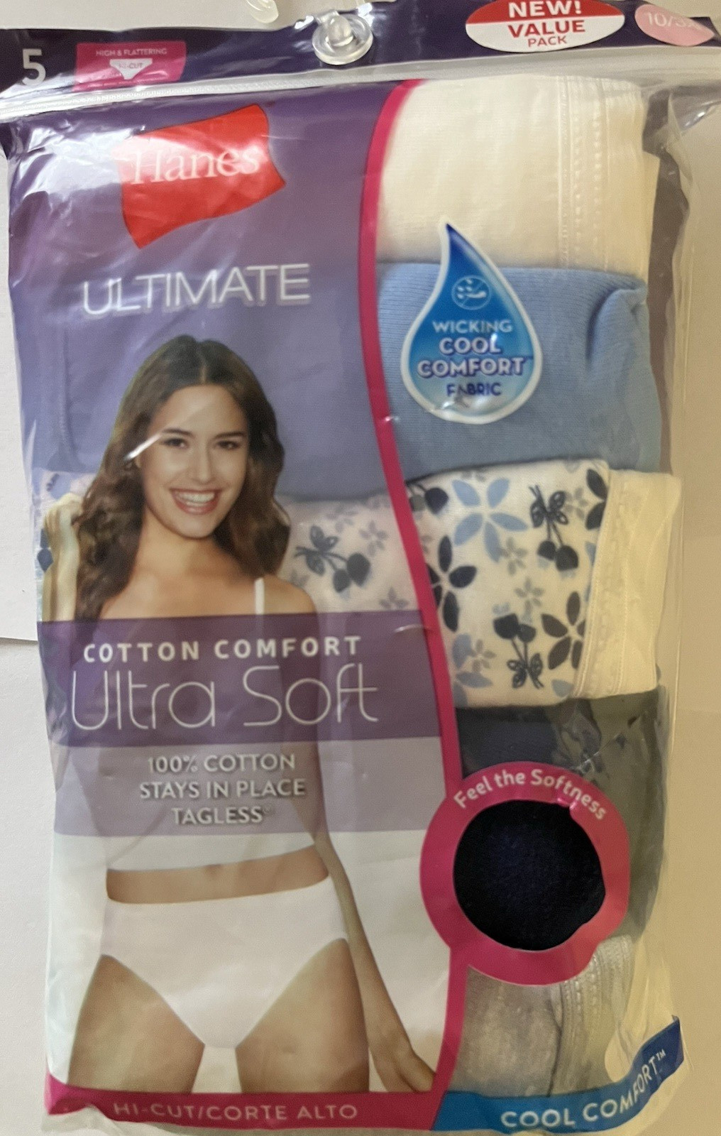 NWT SEALED PANTIES Underwear Women’s HANES 10/3X HIP 46-47″ 100% Cotton HI-CUT